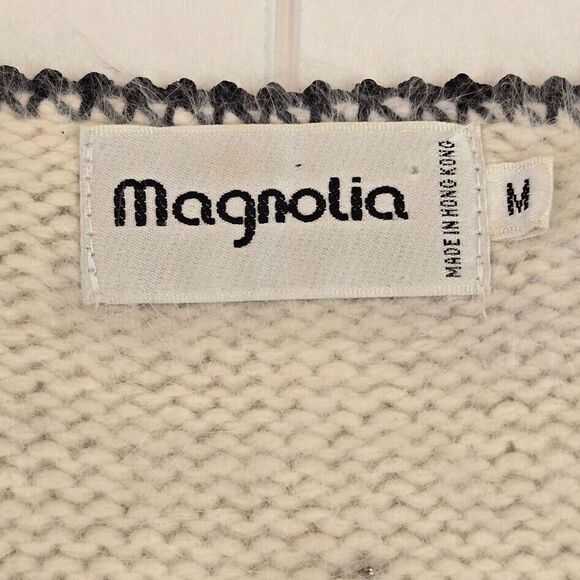 Vintage Magnolia Cardigan Sweater Size‎ M Dynasty 80's Angora Black Gold Ivory - Picture 5 of 9